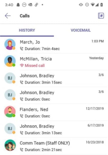 Voicemail Tab